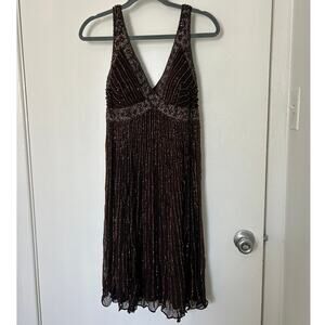 Vintage Stenay y2k 100% Silk Beaded Mini Dress